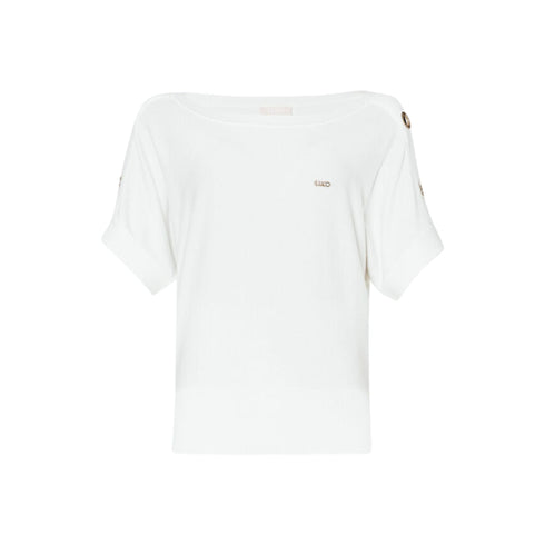 Liu Jo Maglia Maglia Donna con vele metalliche sulle maniche Avorio - Francavilla Moda